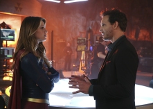 "Better Angels" -- Supergirl (Melissa Benoist, left) is forced to do battle with an unexpected foe and must risk everything -- including her life -- to prevent Non and Indigo from destroying every person on the planet, on the first season finale of SUPERGIRL, Monday, April 18 (8:00-9:00 PM, ET/PT) on the CBS Television Network. Also pictured: Peter Facinelli (right) Photo: Cliff Lipson/CBS ÃÂ©2016 CBS Broadcasting, Inc. All Rights Reserved