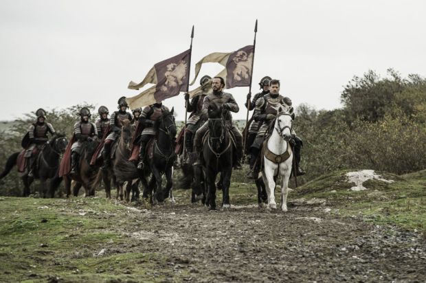 Jerome Flynn as Bronn and Nikolaj Coster-Waldau as Jaime Lannister. Credit: Helen Sloan/HBO